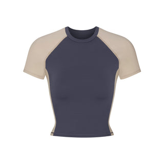 NikeSKIMS MATTE SHINE MIX CROPPED BABY TEE | DEEP ROYAL AND STONE