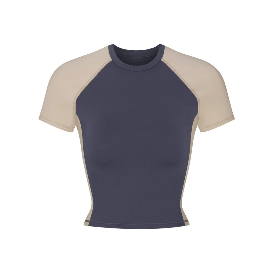 NikeSKIMS MATTE SHINE MIX CROPPED BABY TEE | DEEP ROYAL AND STONE