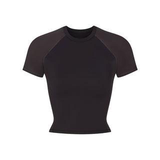 NikeSKIMS MATTE SHINE MIX CROPPED BABY TEE | OBSIDIAN AND IGNEOUS