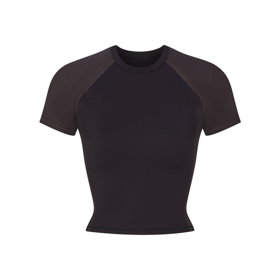 NikeSKIMS MATTE SHINE MIX CROPPED BABY TEE | OBSIDIAN AND IGNEOUS
