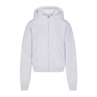 COTTON FLEECE CLASSIC ZIP UP HOODIE | LIGHT HEATHER GREY