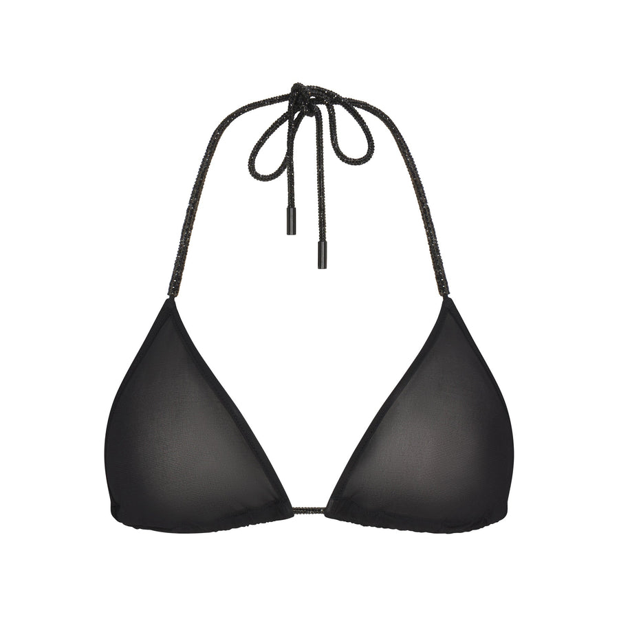 RHINESTONE KNIT TRIANGLE BRALETTE | ONYX