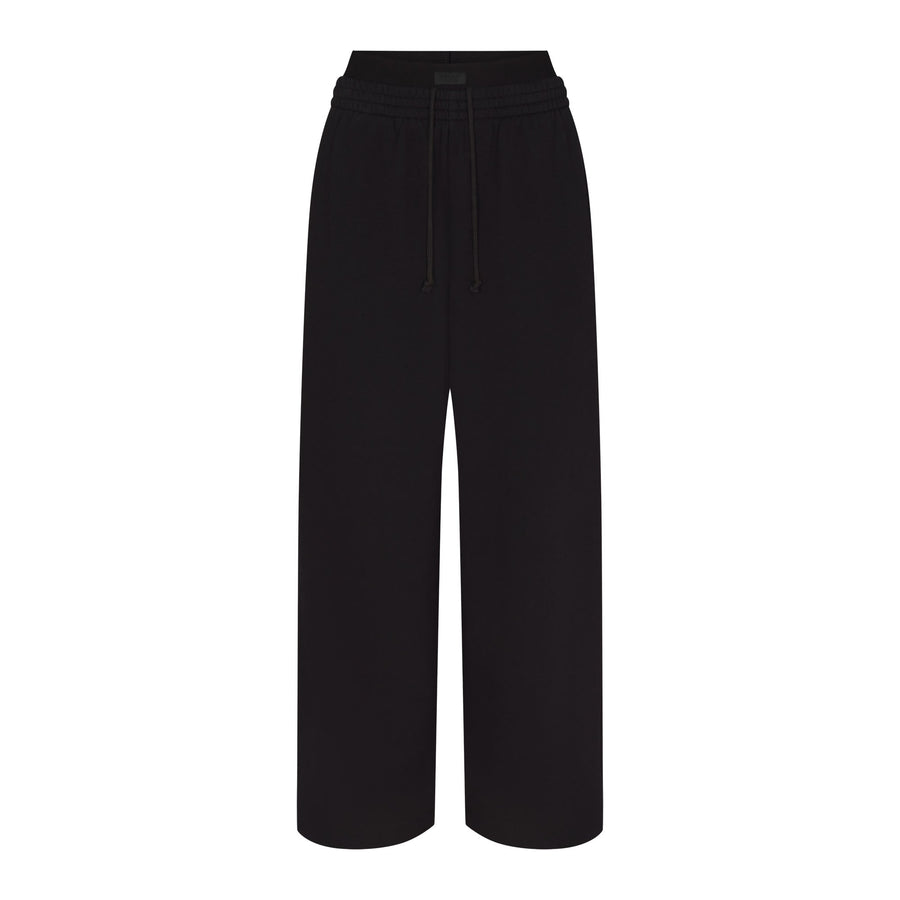 COTTON FLEECE OVERSIZED DOUBLE WAISTBAND PANT | ONYX