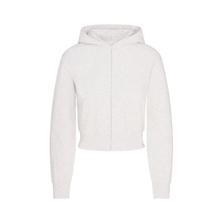COTTON JERSEY ZIP UP HOODIE | LIGHT HEATHER GREY