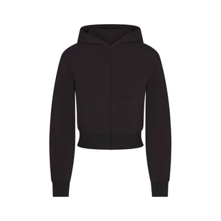 COTTON JERSEY ZIP UP HOODIE | SOOT