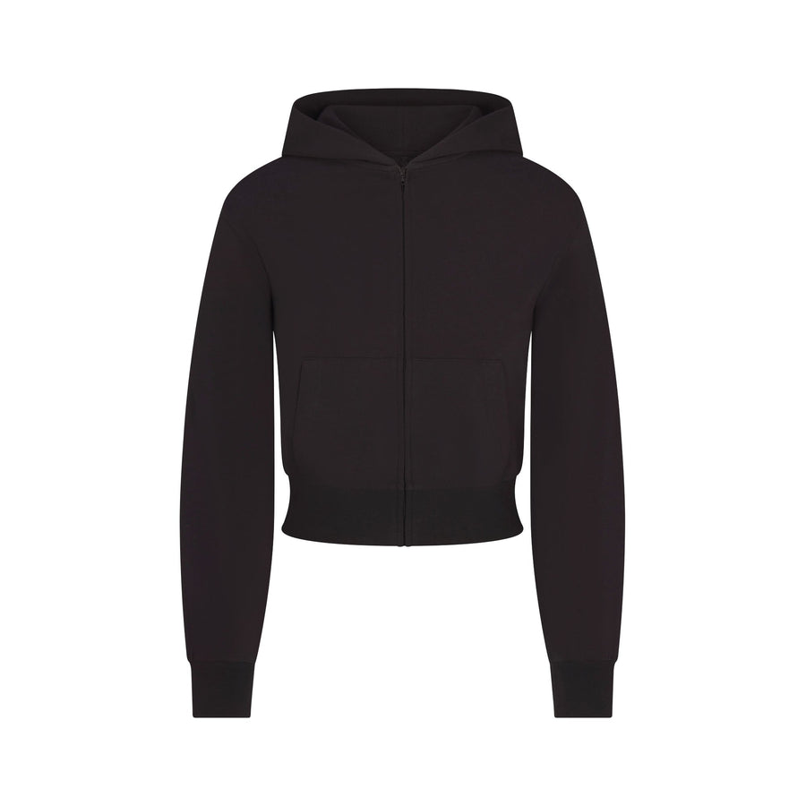 COTTON JERSEY ZIP UP HOODIE | SOOT
