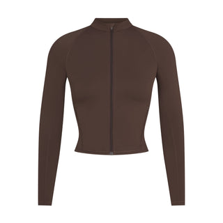 NikeSKIMS MATTE MOCK NECK FULL ZIP JACKET | DARK SEPIA