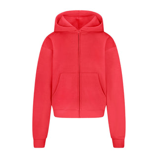 COTTON FLEECE CLASSIC ZIP UP HOODIE | WASHED RED