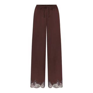 SILK LACE STRAIGHT LEG PANT | ESPRESSO CONTRAST