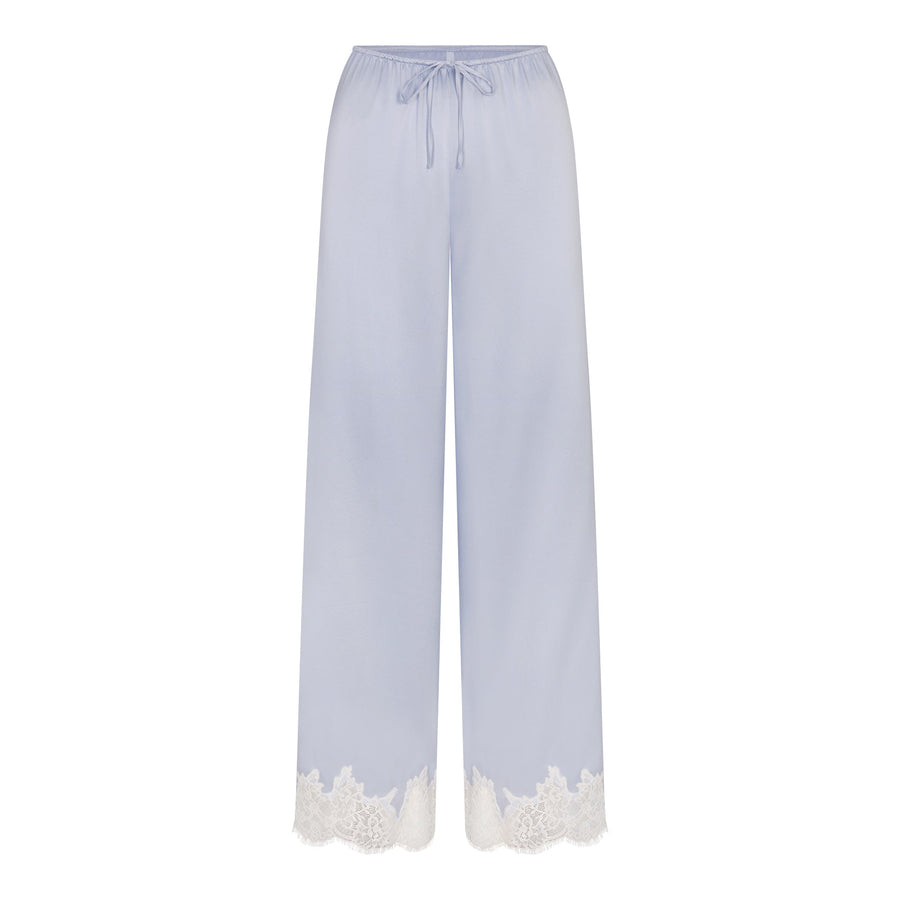 SILK LACE STRAIGHT LEG PANT | PERIWINKLE CONTRAST