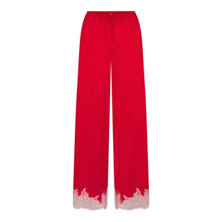 SILK LACE STRAIGHT LEG PANT | RUBY CONTRAST