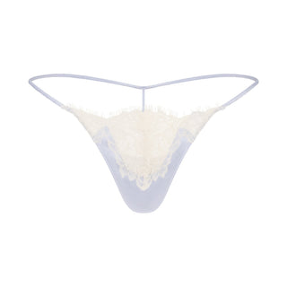 SILK LACE STRING THONG | PERIWINKLE CONTRAST