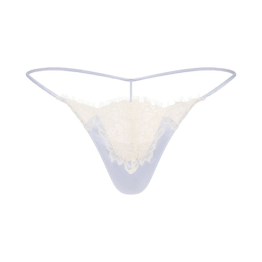 SILK LACE STRING THONG | PERIWINKLE CONTRAST