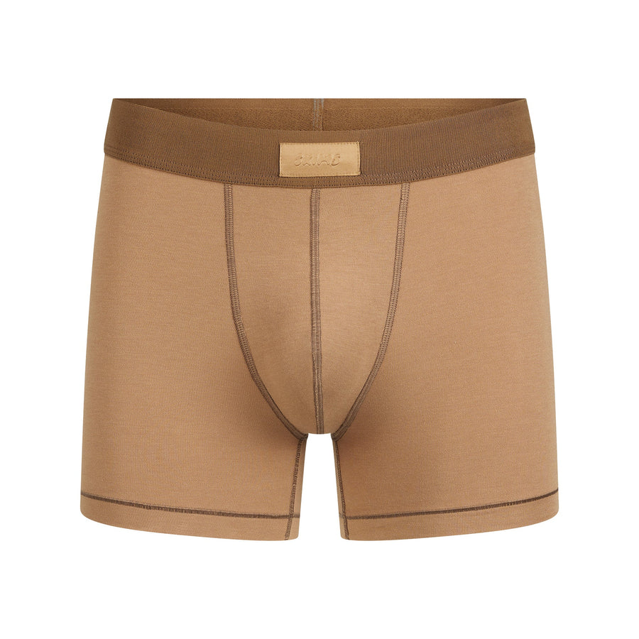 SKIMS COTTON MENS 3" BOXER BRIEF | RUSSET