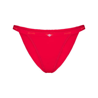 LIGHTWEIGHT COTTON LOGO PICOT STRING BIKINI | RUBY TONAL