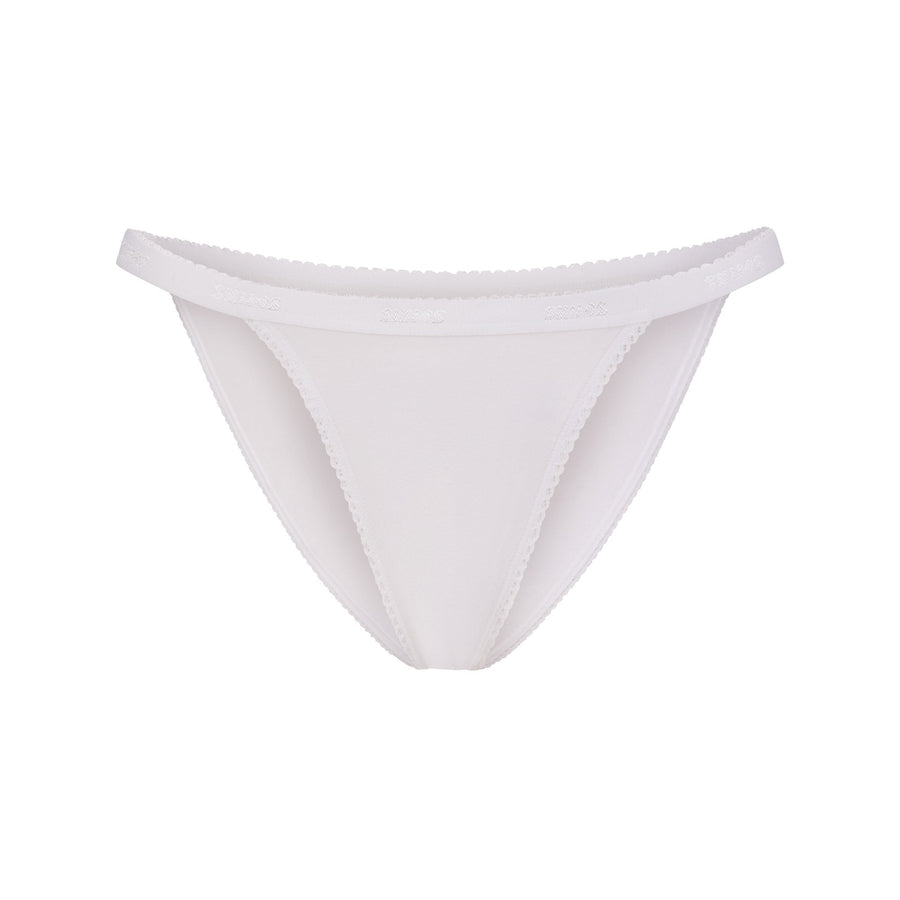 LIGHTWEIGHT COTTON LOGO PICOT STRING BIKINI | SNOW