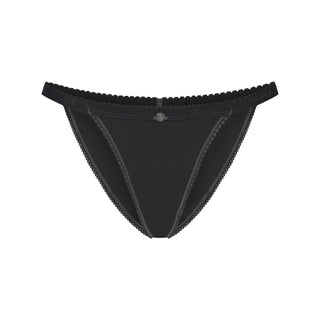 LIGHTWEIGHT COTTON LOGO PICOT STRING BIKINI | SOOT