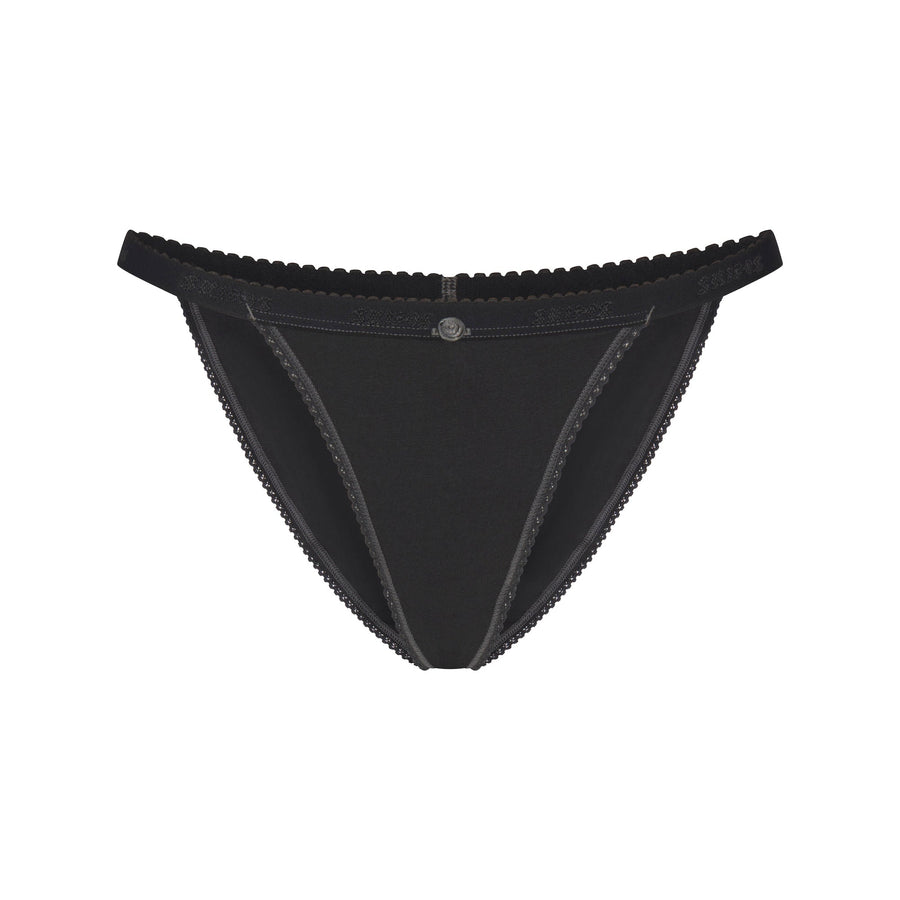LIGHTWEIGHT COTTON LOGO PICOT STRING BIKINI | SOOT