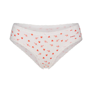 LIGHTWEIGHT COTTON POINTELLE LACE BRIEF | SNOW ARROWED HEARTS