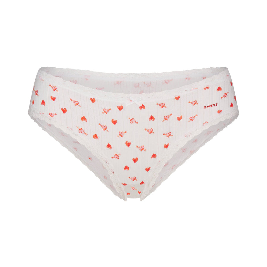 LIGHTWEIGHT COTTON POINTELLE LACE BRIEF | SNOW ARROWED HEARTS