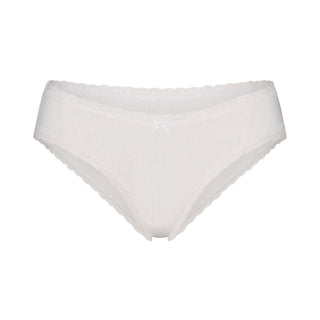 LIGHTWEIGHT COTTON POINTELLE LACE BRIEF | SNOW