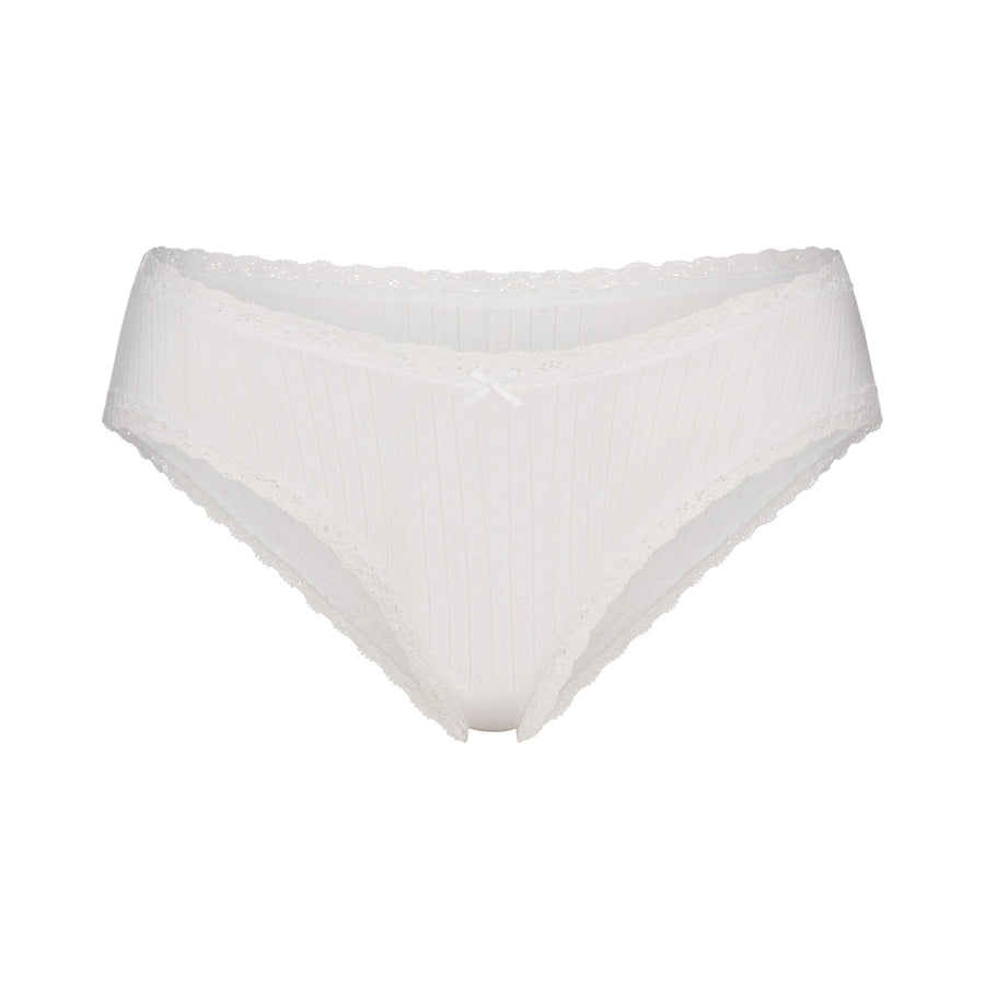 LIGHTWEIGHT COTTON POINTELLE LACE BRIEF | SNOW