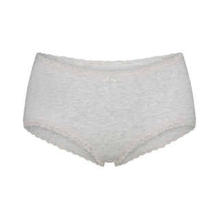 LIGHTWEIGHT COTTON POINTELLE LACE BOY SHORT | LIGHT HEATHER GREY