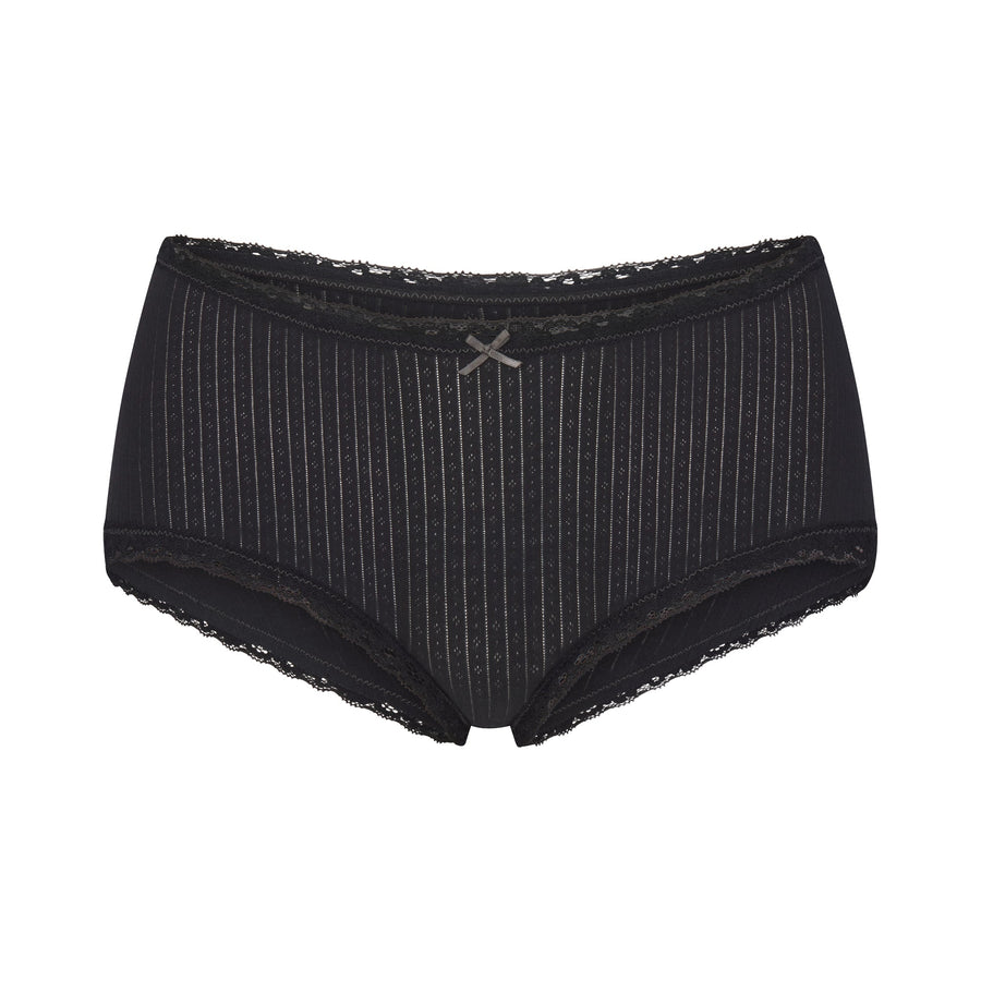 LIGHTWEIGHT COTTON POINTELLE LACE BOY SHORT | SOOT TONAL