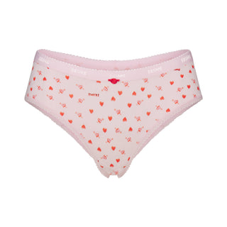 LIGHTWEIGHT COTTON LOGO PICOT HIPSTER | BABY PINK ARROWED HEARTS