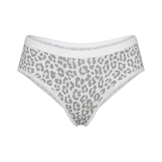 LIGHTWEIGHT COTTON LOGO PICOT HIPSTER | SNOW LEOPARD PRINT