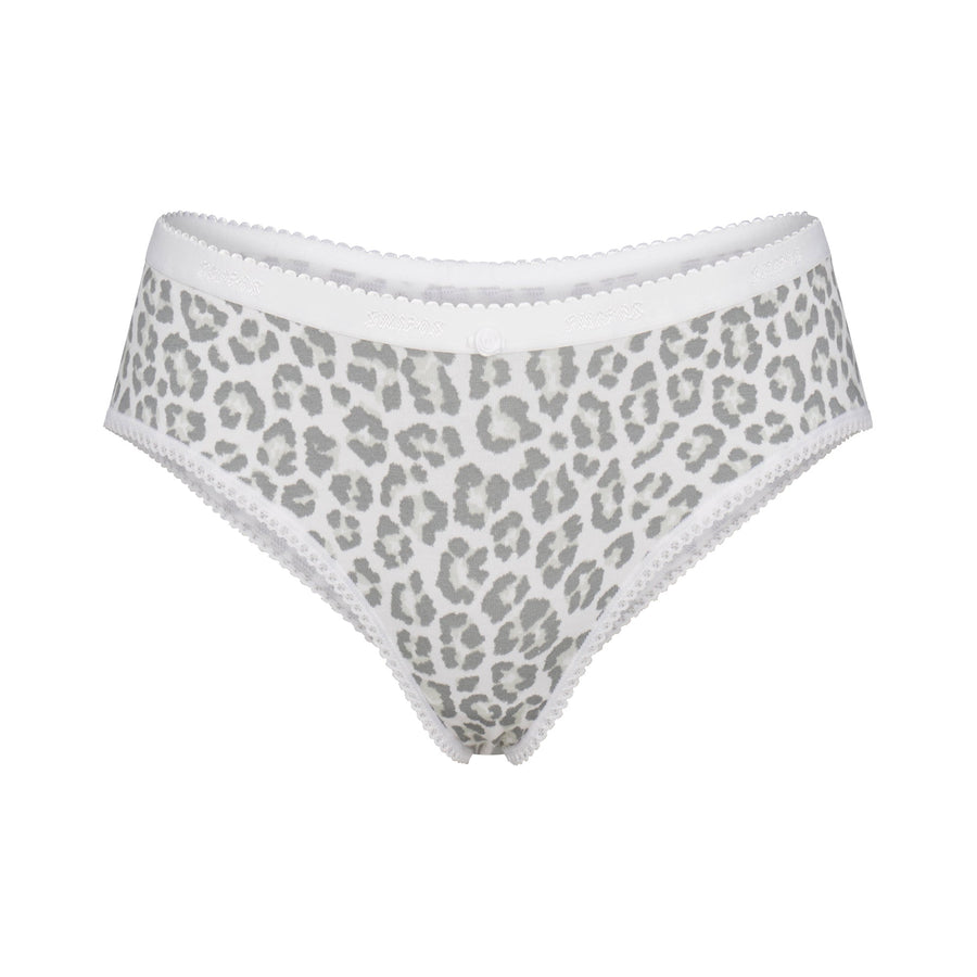 LIGHTWEIGHT COTTON LOGO PICOT HIPSTER | SNOW LEOPARD PRINT