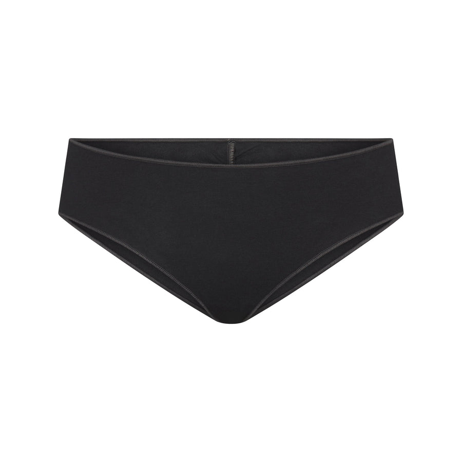 LIGHTWEIGHT COTTON RUCHED BACK HIPSTER | SOOT TONAL