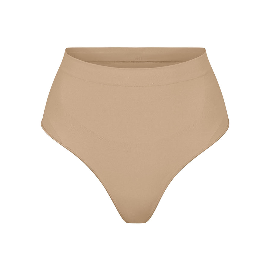 SEAMLESS SCULPT MID WAIST THONG | CLAY