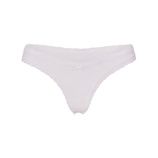 LIGHTWEIGHT COTTON LACE THONG | SNOW