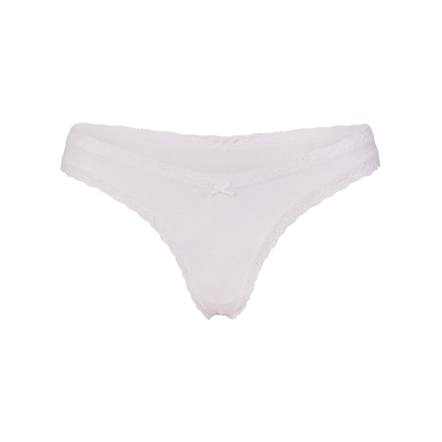 LIGHTWEIGHT COTTON LACE THONG | SNOW