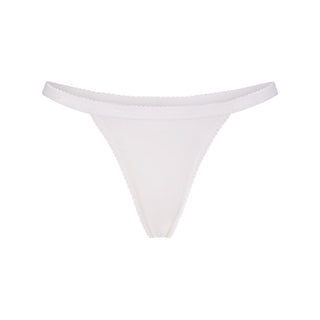 LIGHTWEIGHT COTTON LOGO PICOT THONG | SNOW