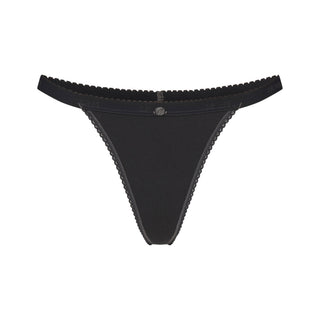 LIGHTWEIGHT COTTON LOGO PICOT THONG | SOOT