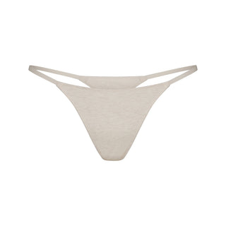 LIGHTWEIGHT COTTON STRING THONG | OATMEAL HEATHER
