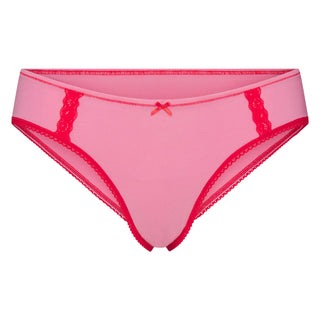 LIGHTWEIGHT COTTON LACE HIPSTER | CARNATION CONTRAST