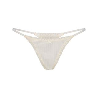 LIGHTWEIGHT COTTON POINTELLE LACE STRING THONG | MARBLE TONAL