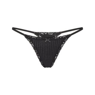 LIGHTWEIGHT COTTON POINTELLE LACE STRING THONG | SOOT TONAL