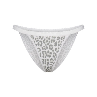 LIGHTWEIGHT COTTON LOGO PICOT STRING BIKINI | SNOW LEOPARD PRINT