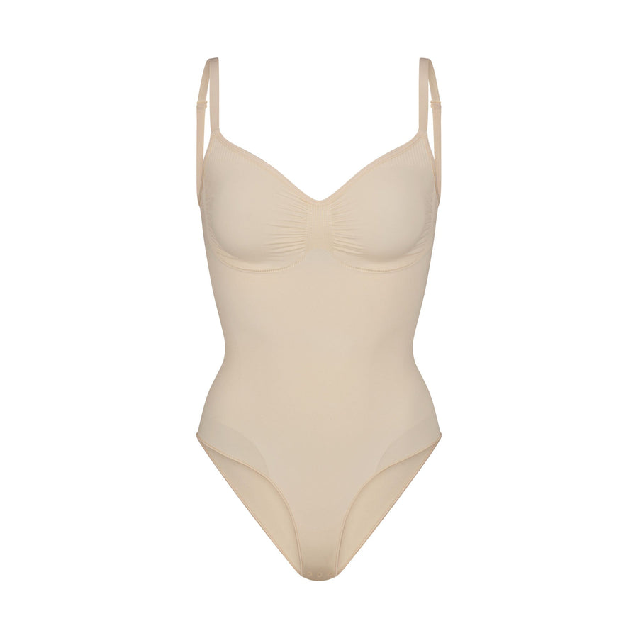 SEAMLESS SCULPT BRIEF BODYSUIT | SAND