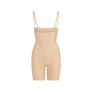 SKIMS BODY CORE SCULPT OPEN BUST MID THIGH BODYSUIT | CLAY