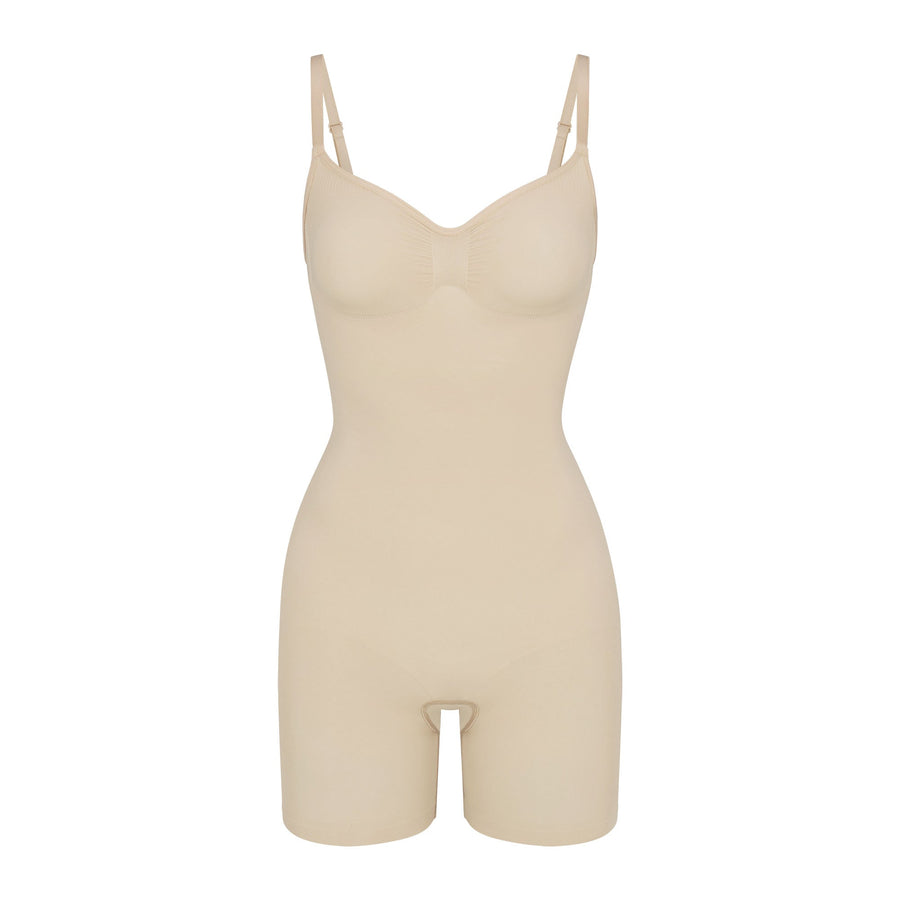 SEAMLESS SCULPT MID THIGH BODYSUIT | SAND