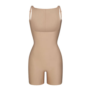 SKIMS BODY CORE SCULPT BACK SMOOTHING OPEN BUST MID THIGH BODYSUIT | CLAY