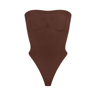 SEAMLESS SCULPT STRAPLESS THONG BODYSUIT | COCOA