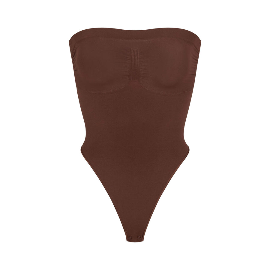 SEAMLESS SCULPT STRAPLESS THONG BODYSUIT | COCOA
