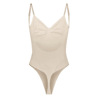 SEAMLESS SCULPT LOW BACK THONG BODYSUIT | SAND