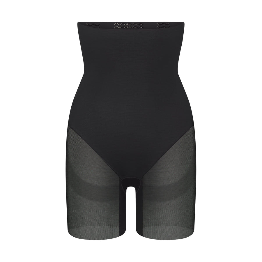 POWER MESH SHAPEWEAR CORE SCULPT HIGH-WAISTED MID THIGH SHORT | ONYX